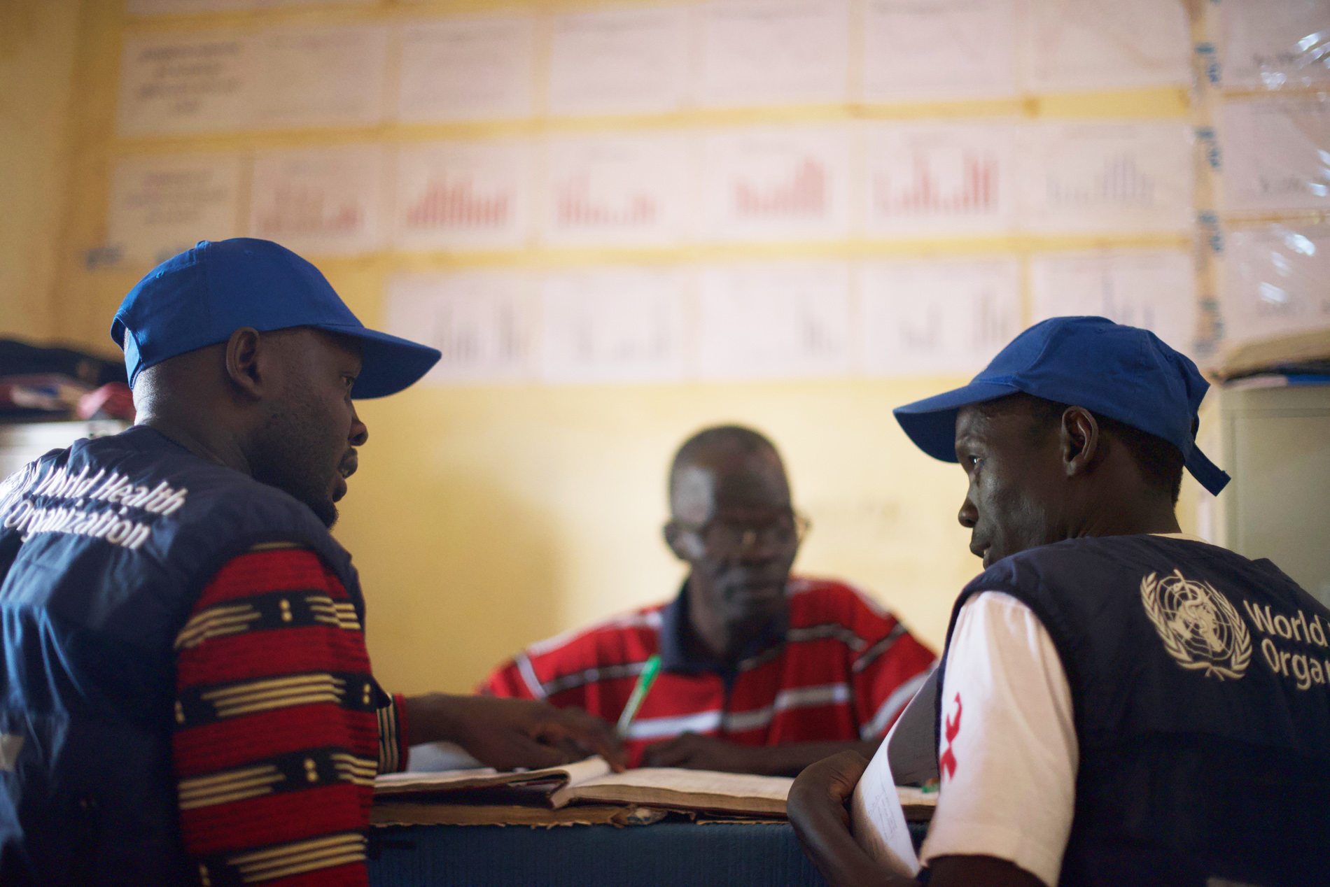 who-sudan-hiv-art_AF10347_sq James Ayieny Thuc Zonal HIV/ART (Antiretroviral Therapy) Officer at Wau Teaching Hospital with Dr Athieu Jospeh also Zonal HIV/ART officer.