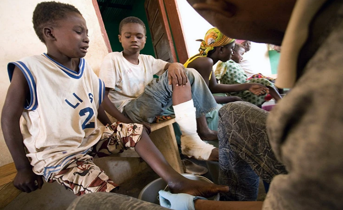 Guineaworm-disease Treatment for Guinea worm disease, caused by a parasite, can be painful, but the condition has been eliminated in almost 20 countries.