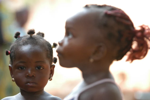 Two girls received measles vaccination in Benin