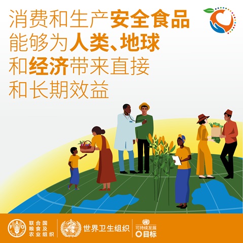 WFSD21_SocialMediaCard_01_Squared ZH 消费和生产安全食品能够为人类、地球和经济带来直接和长期效益