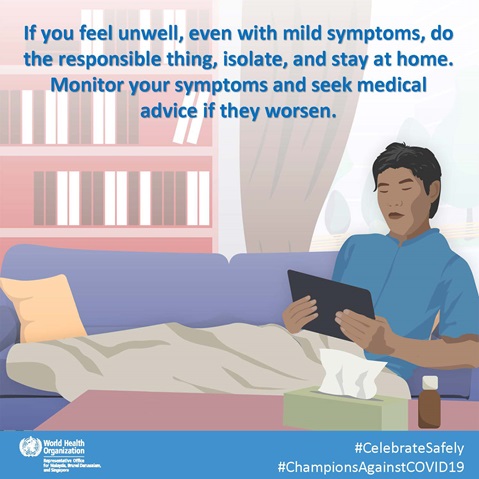 If feel unwell, stay at home Infographic of text