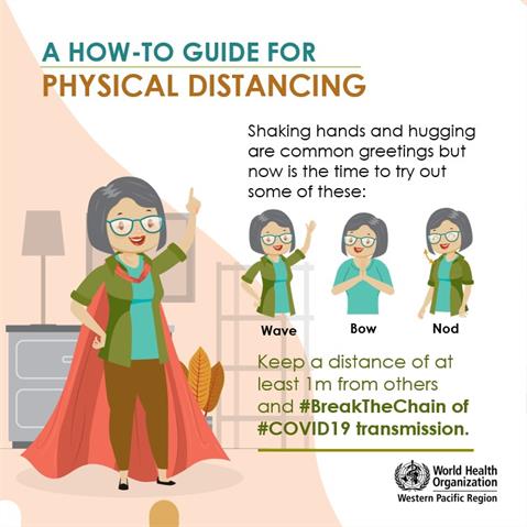 Keep distance of at least 1m from others Infographic of text